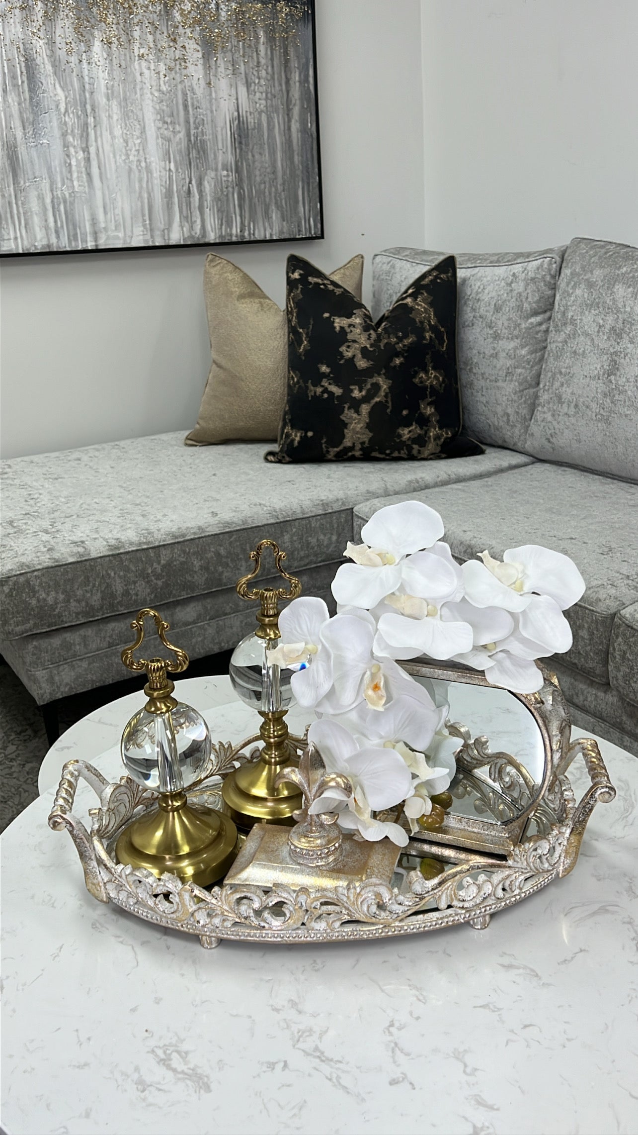 Crown crystal ball gold stands - Luscious Homewares