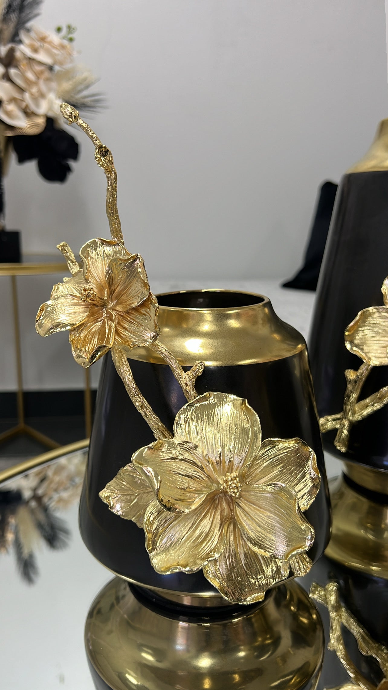 Blossom Brass black vases - Luscious Homewares