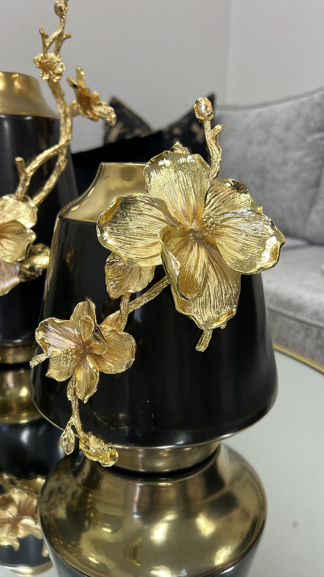 Blossom Brass black vases - Luscious Homewares