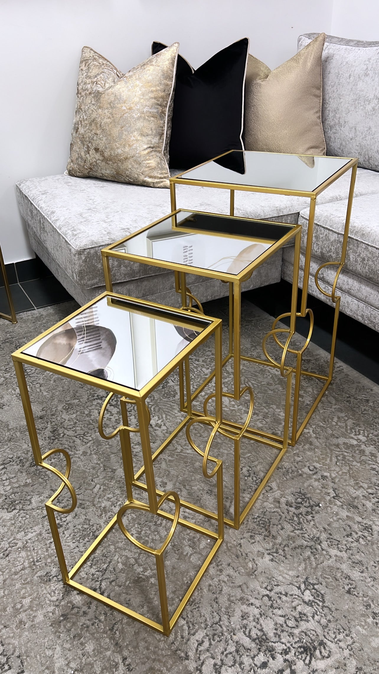 Zen mirrored table set x3 - Luscious Homewares