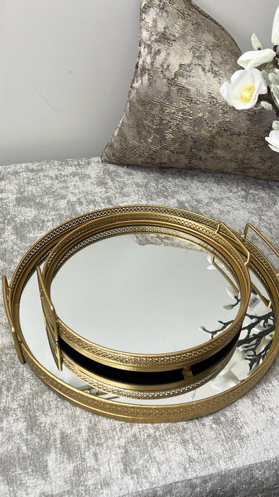 Vintage gold mirror tray - Luscious Homewares