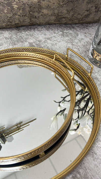 Vintage gold mirror tray - Luscious Homewares