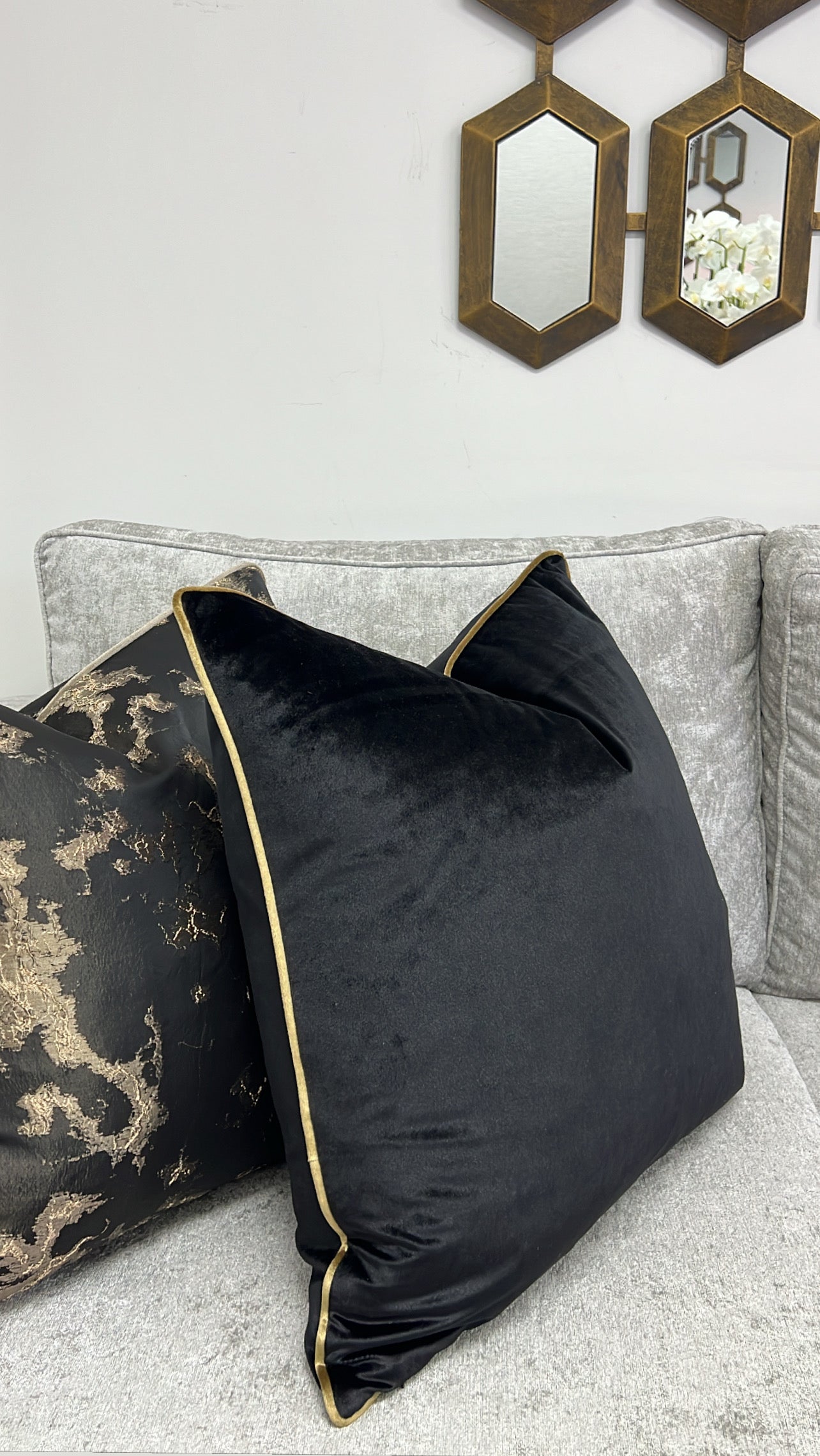 Hilton black/gold cushion - Luscious Homewares