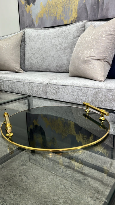 Smoked glass round tray - Luscious Homewares