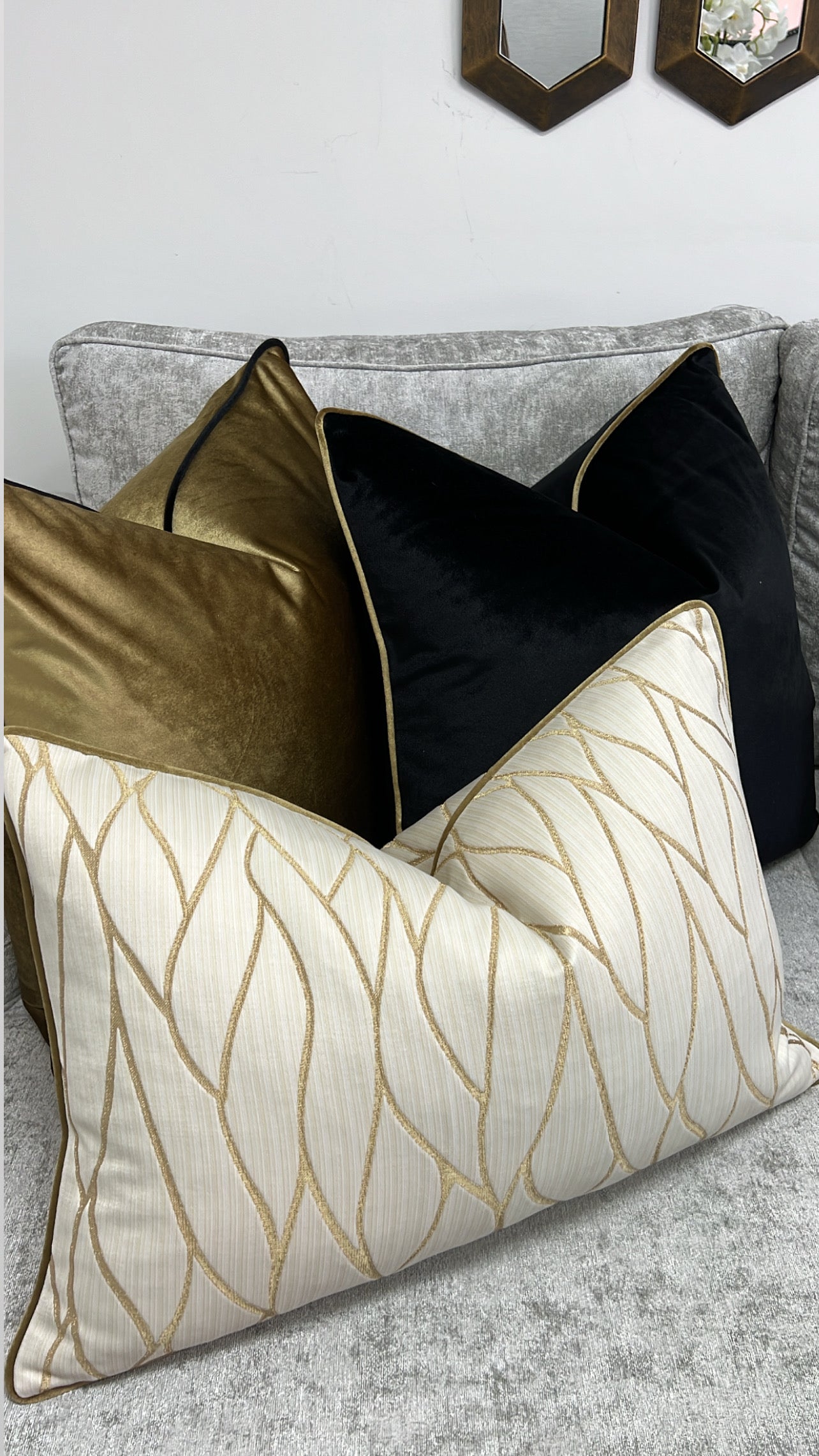 Hilton black/gold cushion - Luscious Homewares