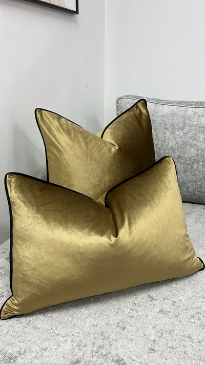 Hilton gold / black cushion - Luscious Homewares