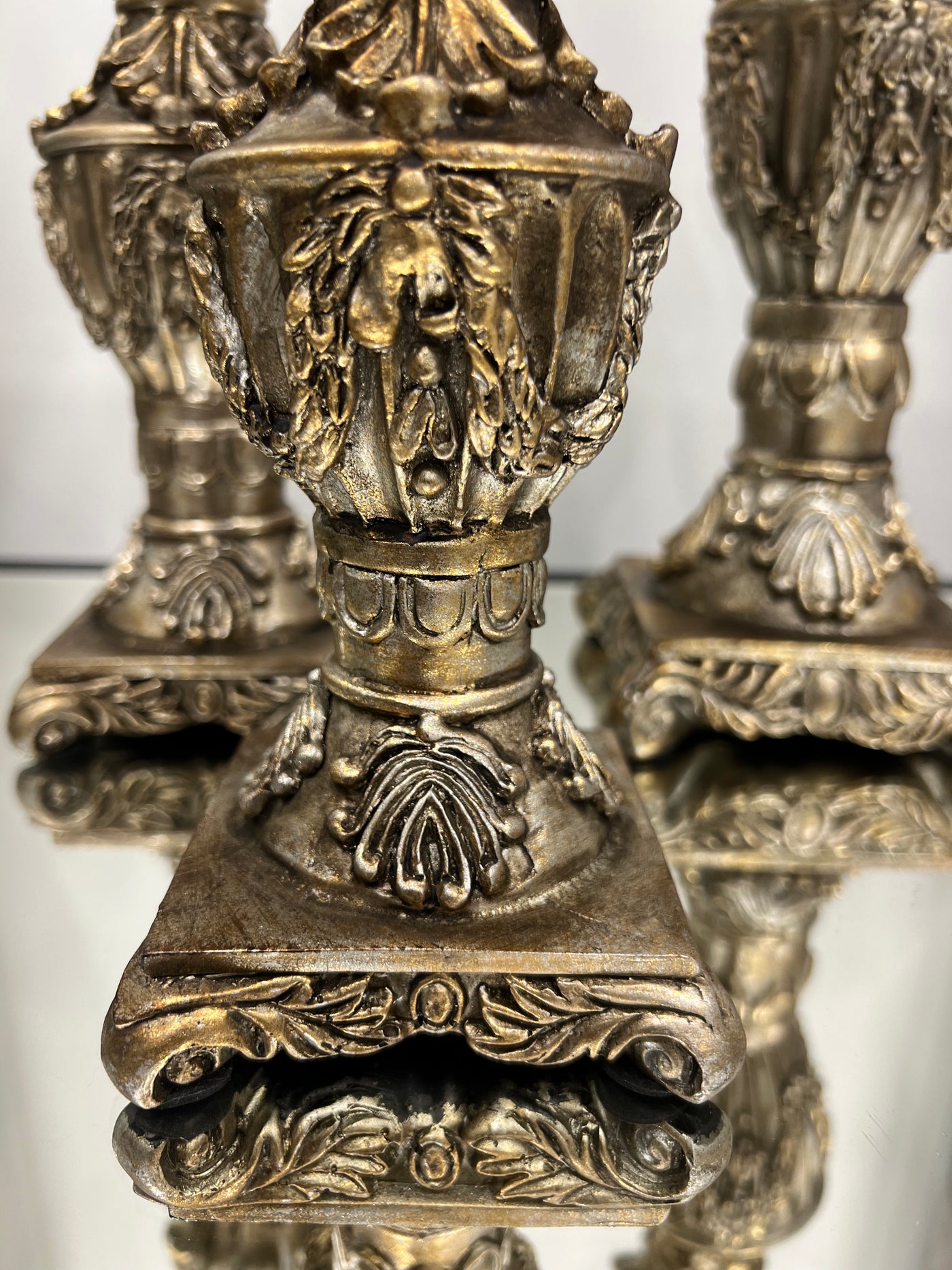 Victorian rustic gold  candle holders - Luscious Homewares