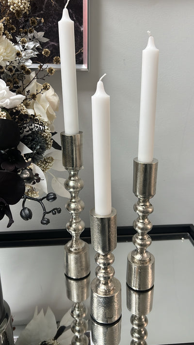 Ripple nickel candle set of 3 - Luscious Homewares