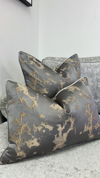 Belmond grey/gold cushion - Luscious Homewares