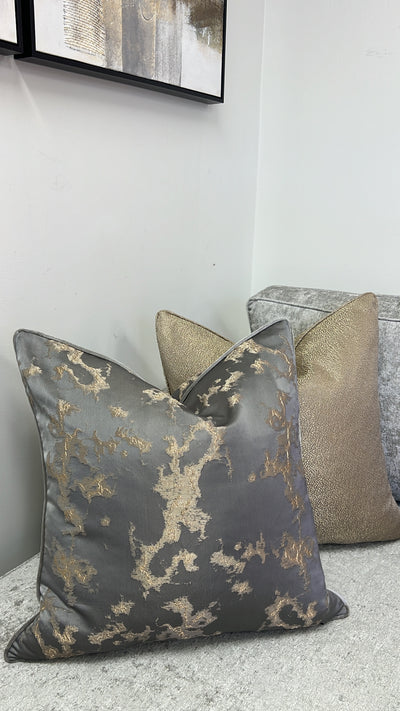 Belmond grey/gold cushion - Luscious Homewares