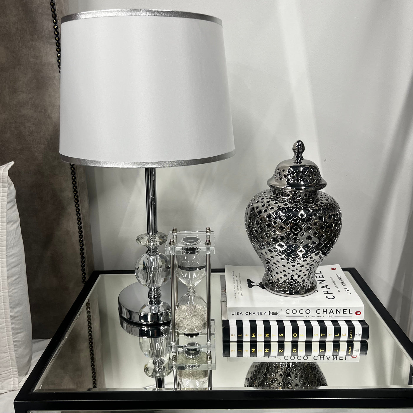 Silver jewel table lamp - Luscious Homewares