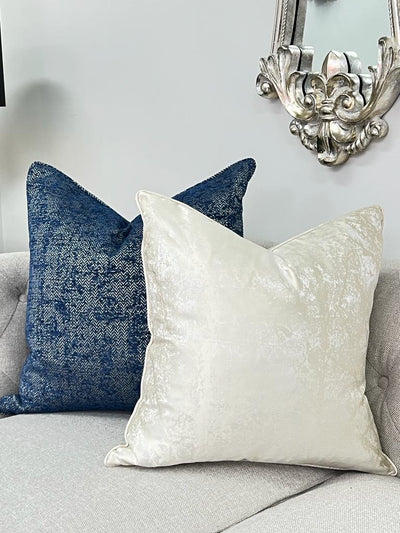 Rochelle blue/gold Cushion 55x55 - Luscious Homewares