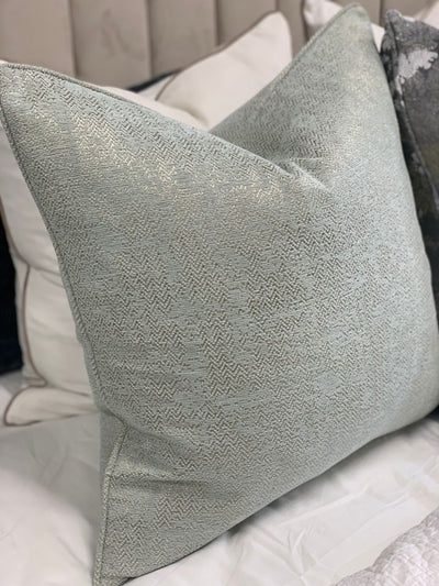 Rochelle mint / gold Cushion 50x50 - Luscious Homewares